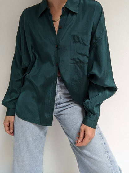 Vintage Evergreen Silk Blouse