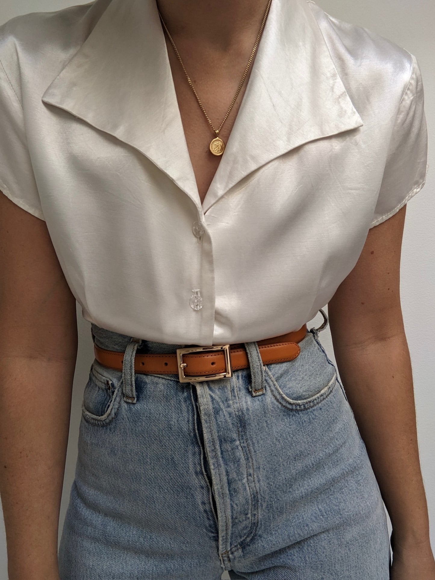 90s Cropped Satin Blouse