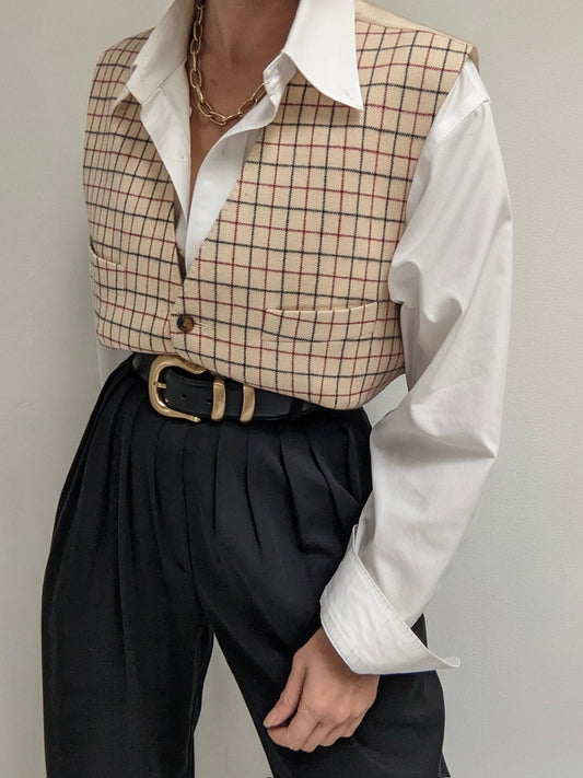 Vintage Grid Wool Vest