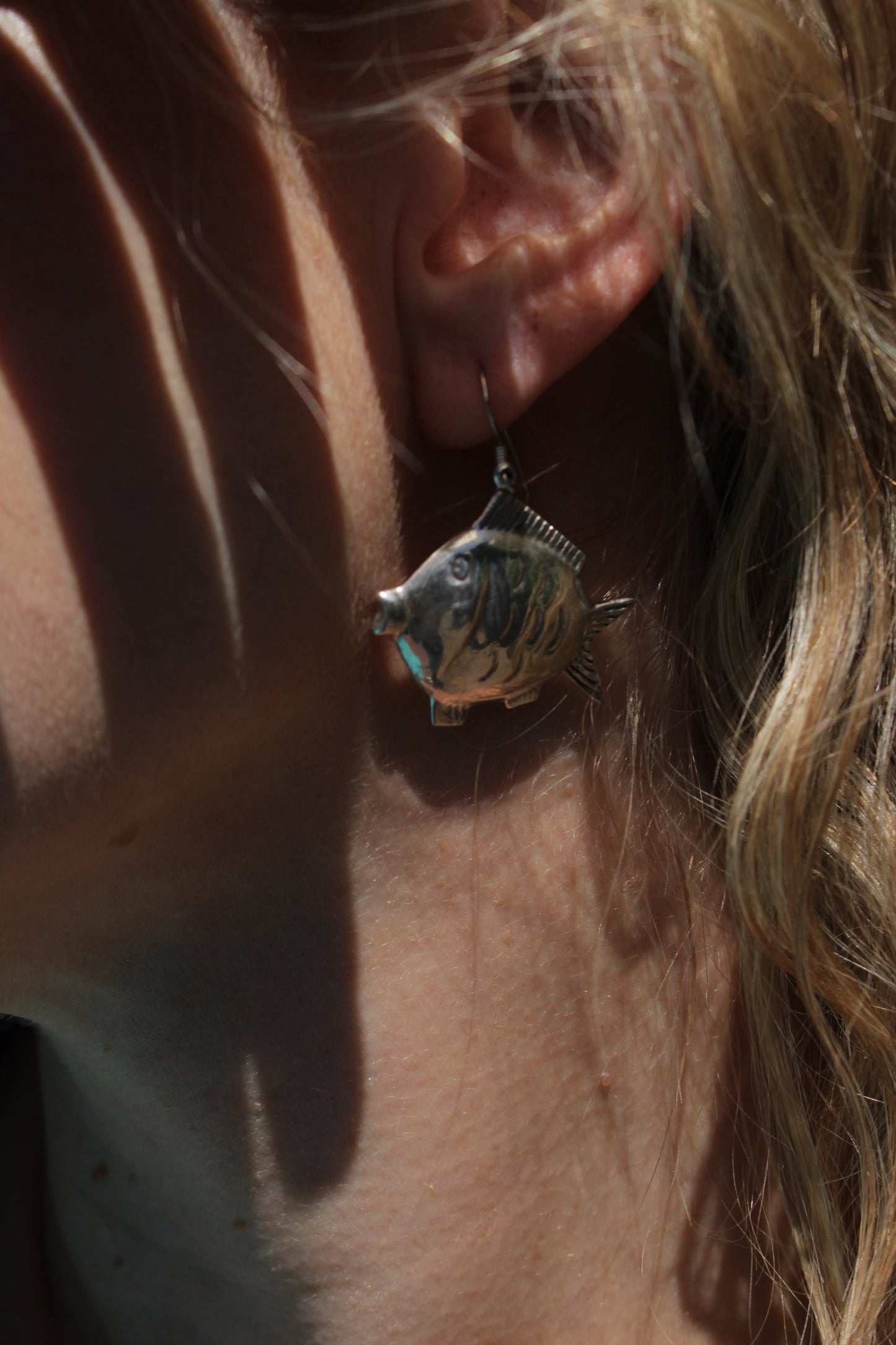 Vintage Sterling Silver Fish Earrings