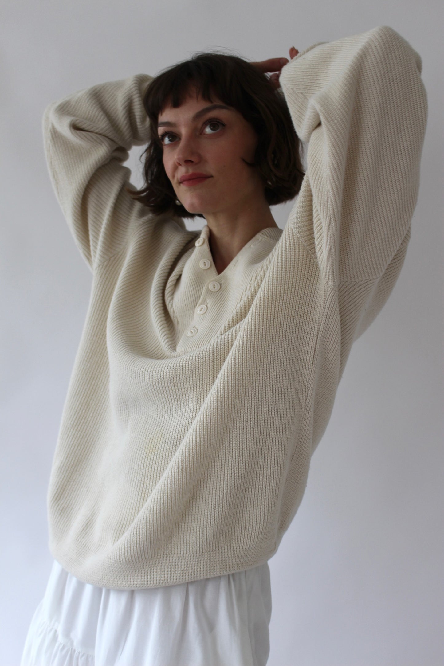 Favorite Vintage Cream Cotton Henley