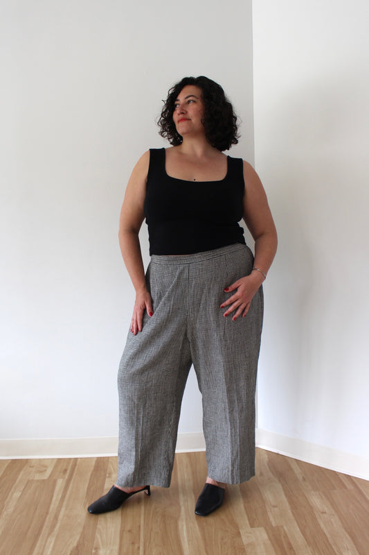 90s Gingham Linen Pants