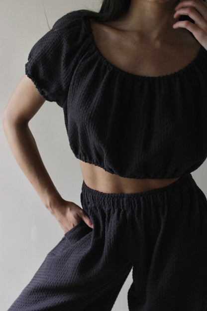 Stella Basketweave Cotton Crop Top