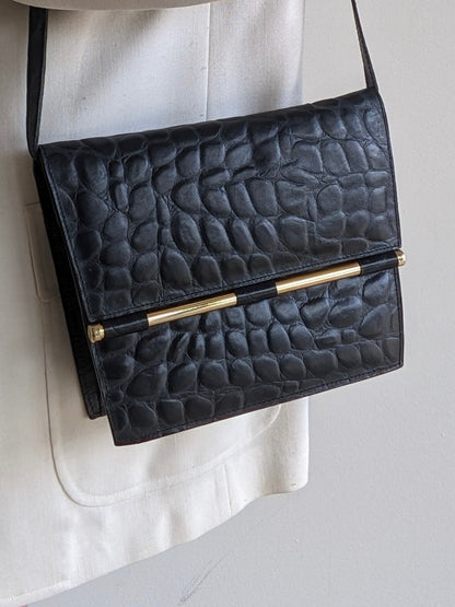 Vintage Caviar Croc-Embossed Leather Purse