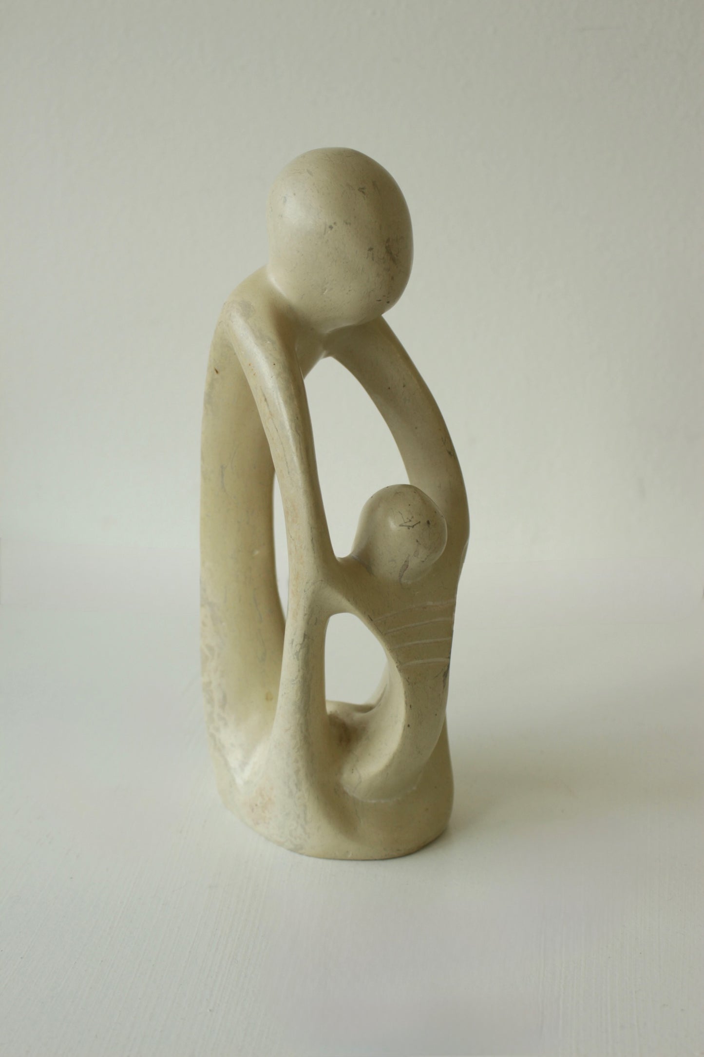 Vintage Hand-Carved Soapstone Embracing FIgures Sculpture