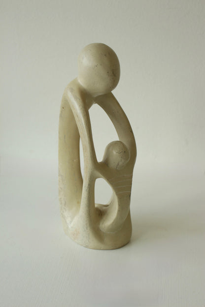 Vintage Hand-Carved Soapstone Embracing FIgures Sculpture