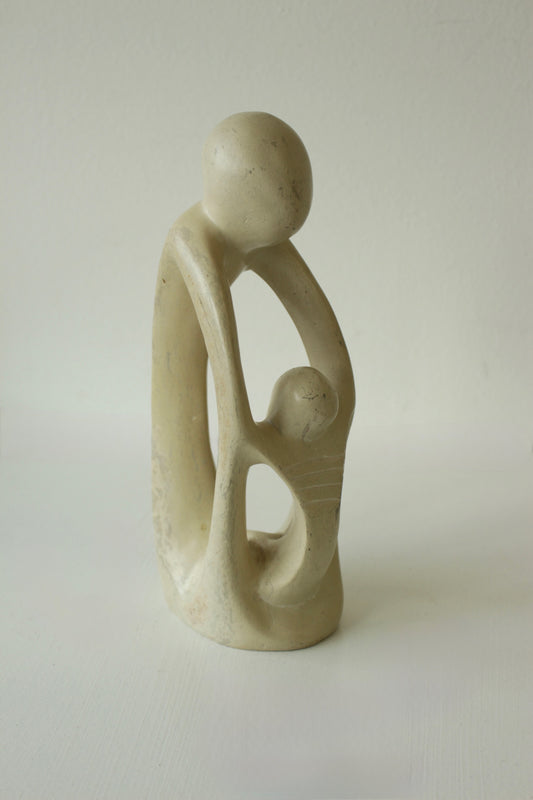 Vintage Hand-Carved Soapstone Embracing FIgures Sculpture