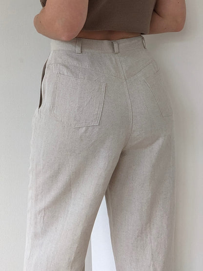Vintage Oat Woven Linen Pants