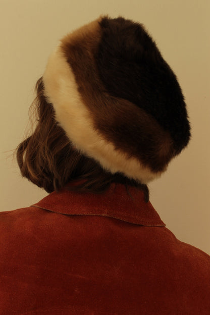 Lovely Vintage Striped Faux Fur Hat