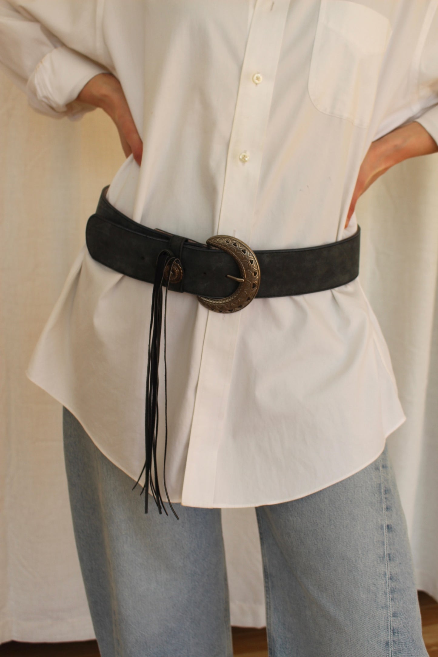 Statement Concho & Tassel Suede Belt
