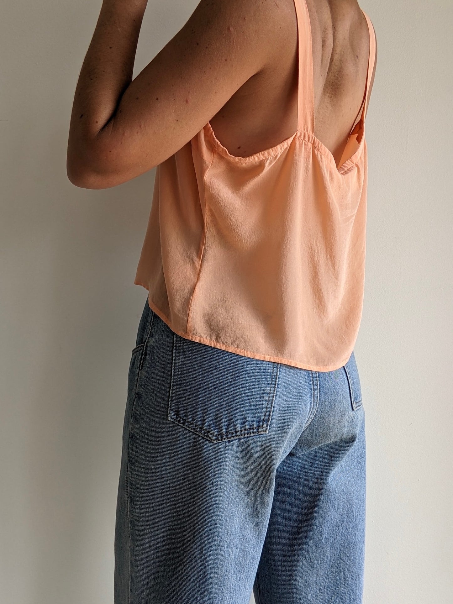 Vintage Peach Silk Slip Top