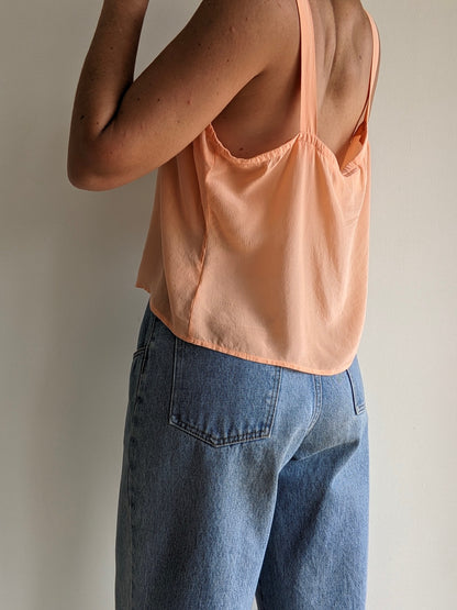 Vintage Peach Silk Slip Top
