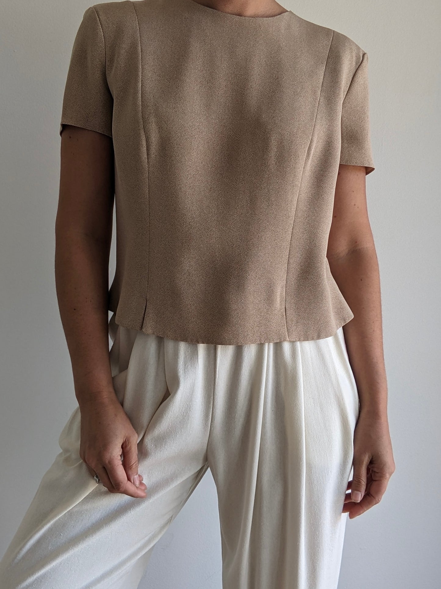 Vintage Herringbone Silk Blouse