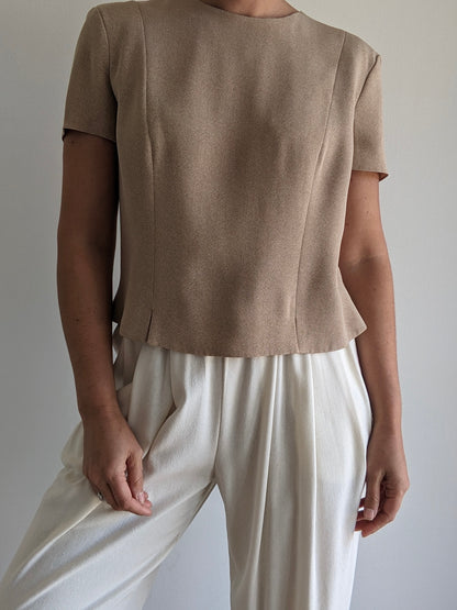 Vintage Herringbone Silk Blouse