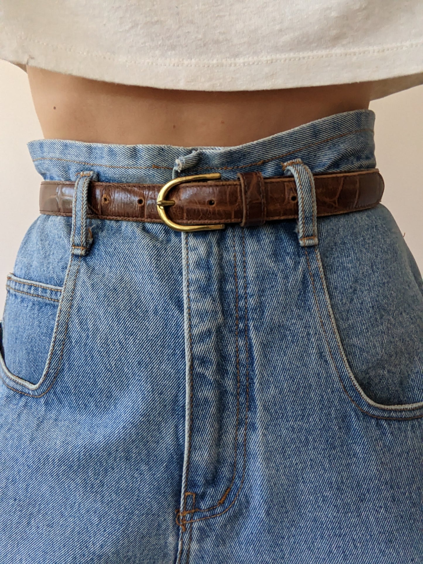 Vintage Tobacco Embossed Leather Belt