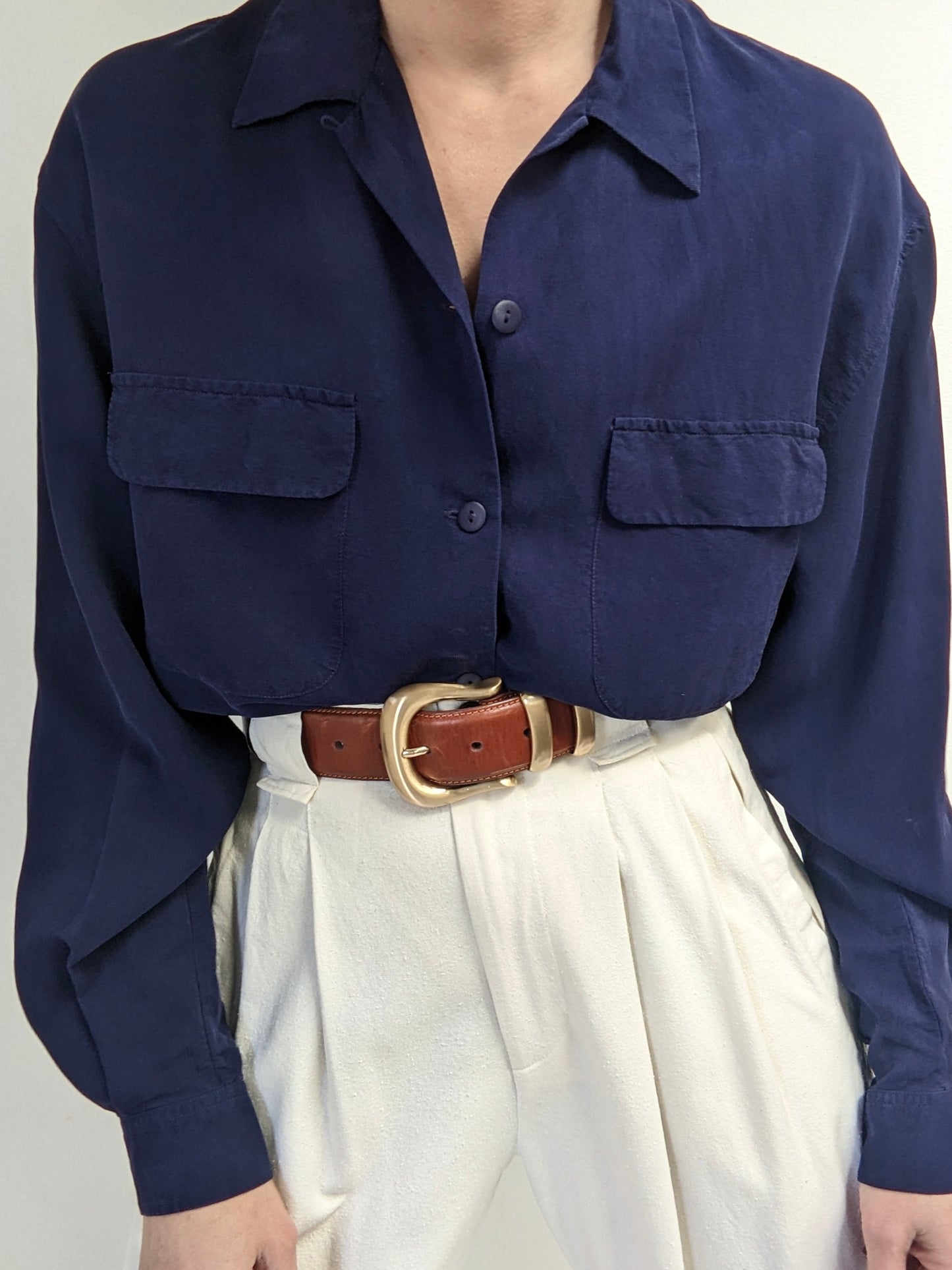 Vintage Indigo Silk Blouse