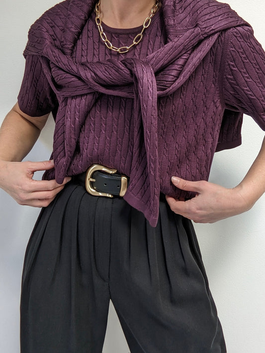 Vintage Plum Silk Cardigan Twin Set