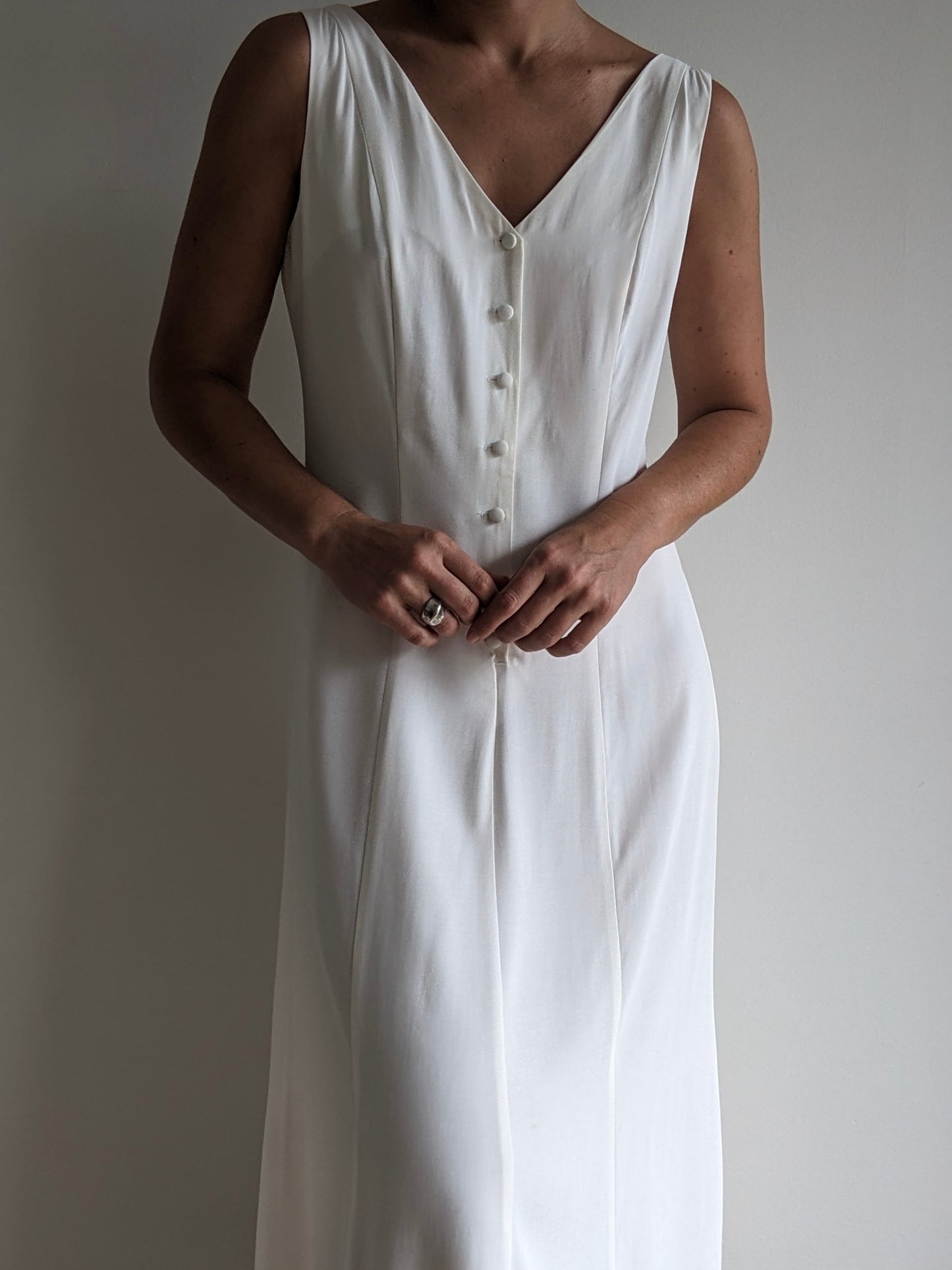 Vintage Sleevless Ivory Summer Dress