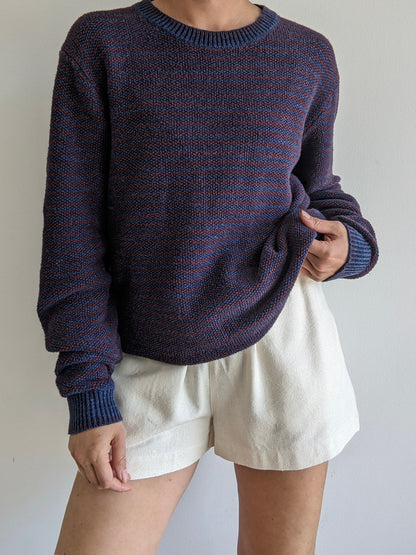 Vintage Striped Seed Stitch Sweater