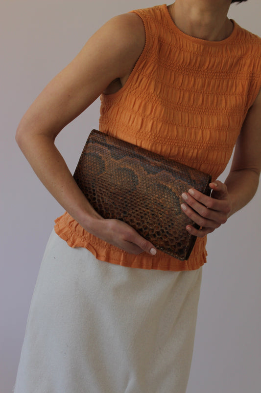 Incredible Vintage Genuine Snakeskin Clutch Bag
