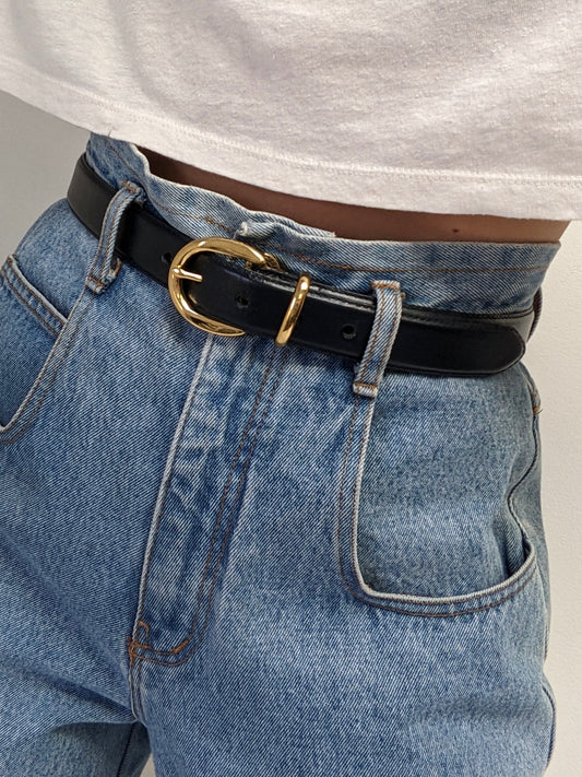 Vintage Navy Smooth Leather Belt