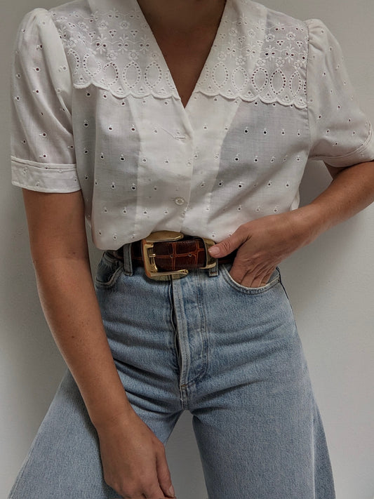 Sweet Vintage Eyelet Blouse