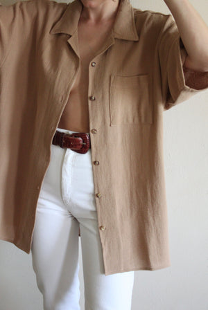 Na Nin Timmy Waffled Cotton Button Up / Available in Natural, Faded Black, Toffee
