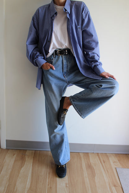 Vintage Yves Saint Laurent Blue Plaid Button Up