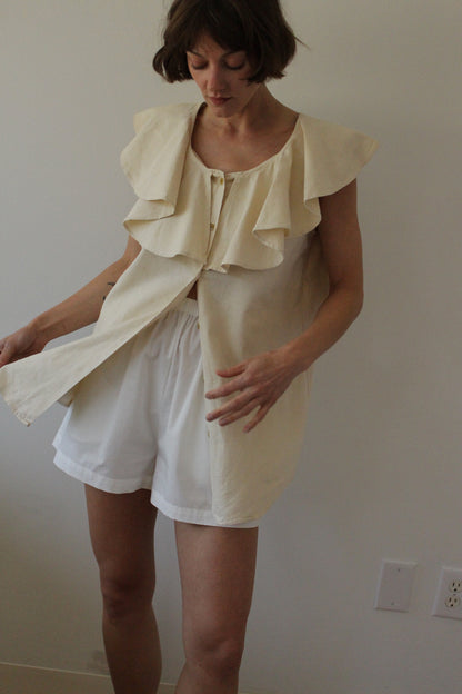 Favorite Vintage Ruffled Cream Linen Top