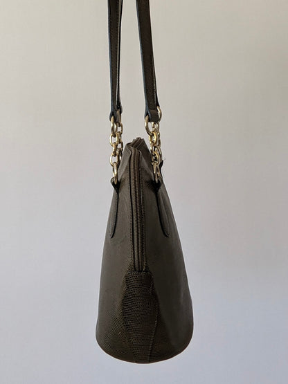 Vintage Olive Reptile-Embossed Leather Bag