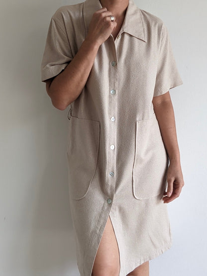 Vintage Belted Raw Silk Dress