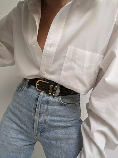 Vintage Pine Leather & Solid Brass Belt