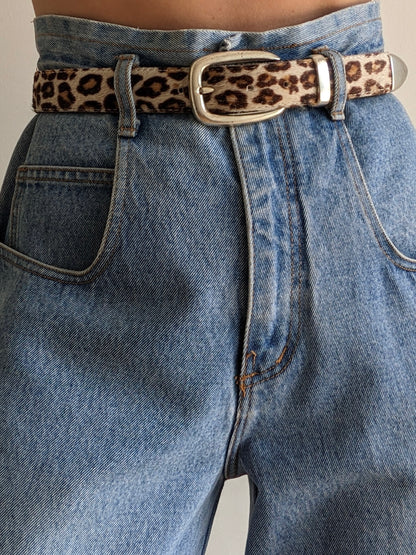 Vintage Printed Calf Hair Leather Belt