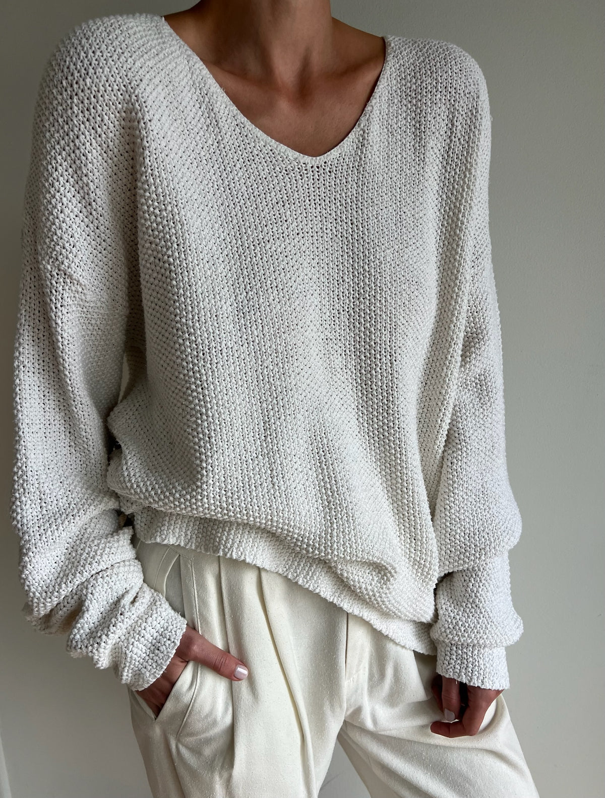 Vintage Ivory Seed Stitch Sweater