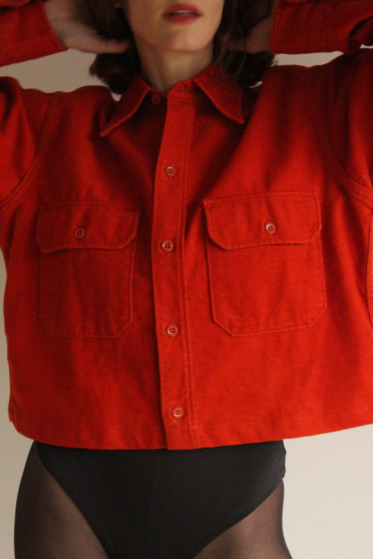 Reworked Long Sleeve Cropped Button Down