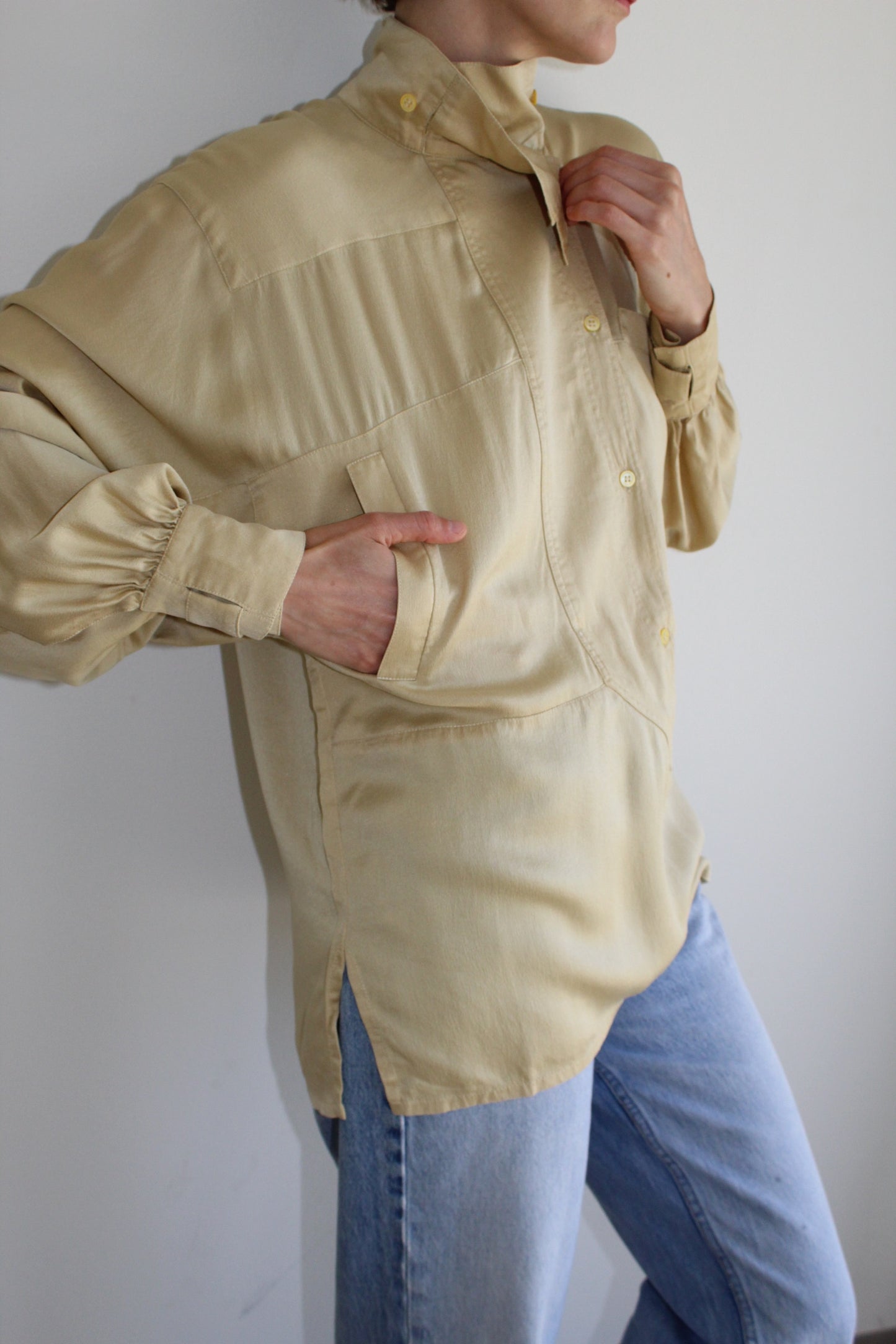 Beautiful 80s Escada Champagne Silk Blouse
