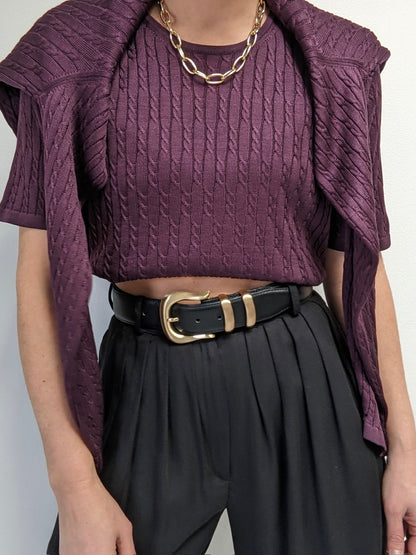 Vintage Plum Silk Cardigan Twin Set