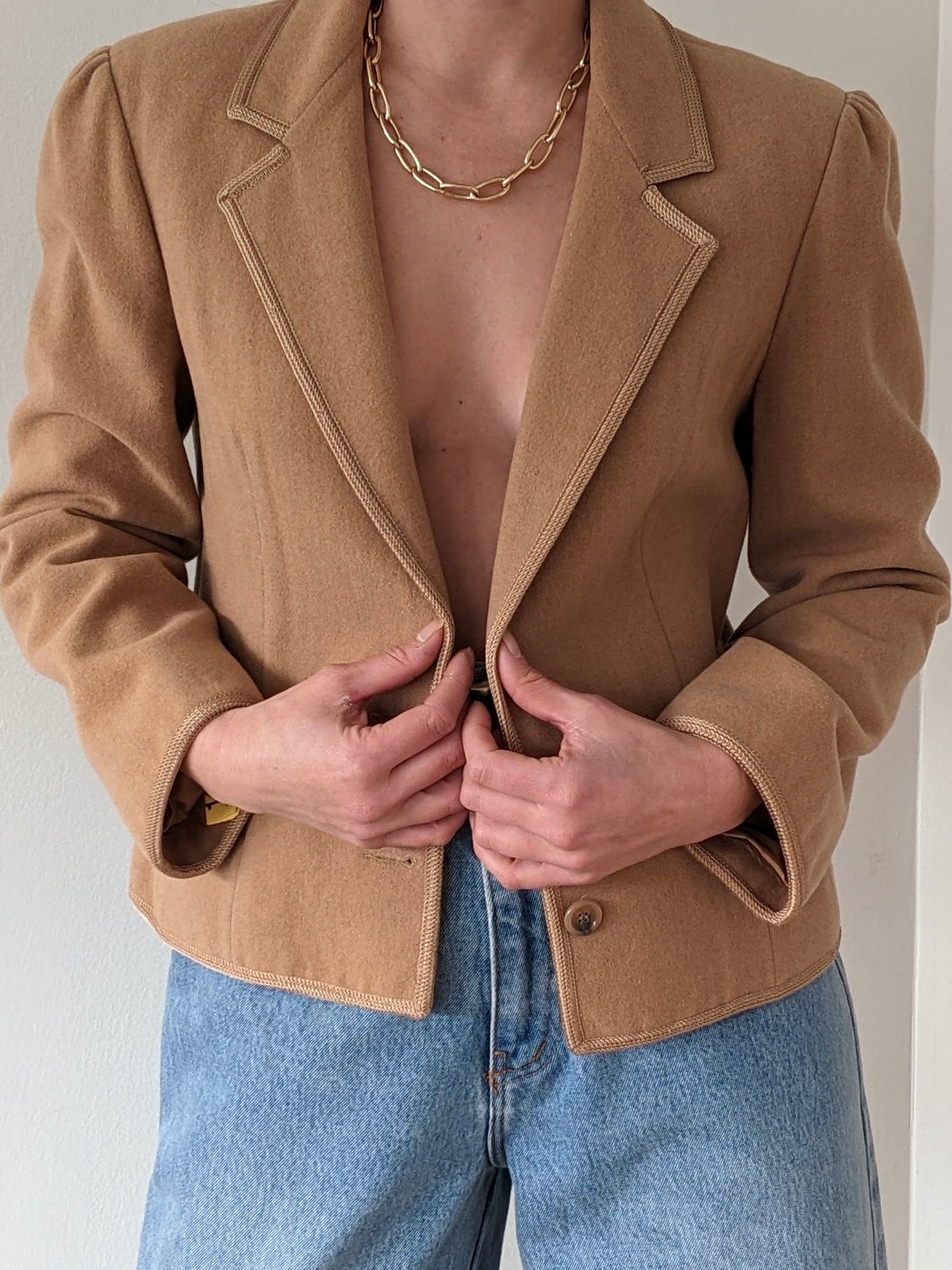 Vintage Petite Toffee Wool & Camel Hair Blazer