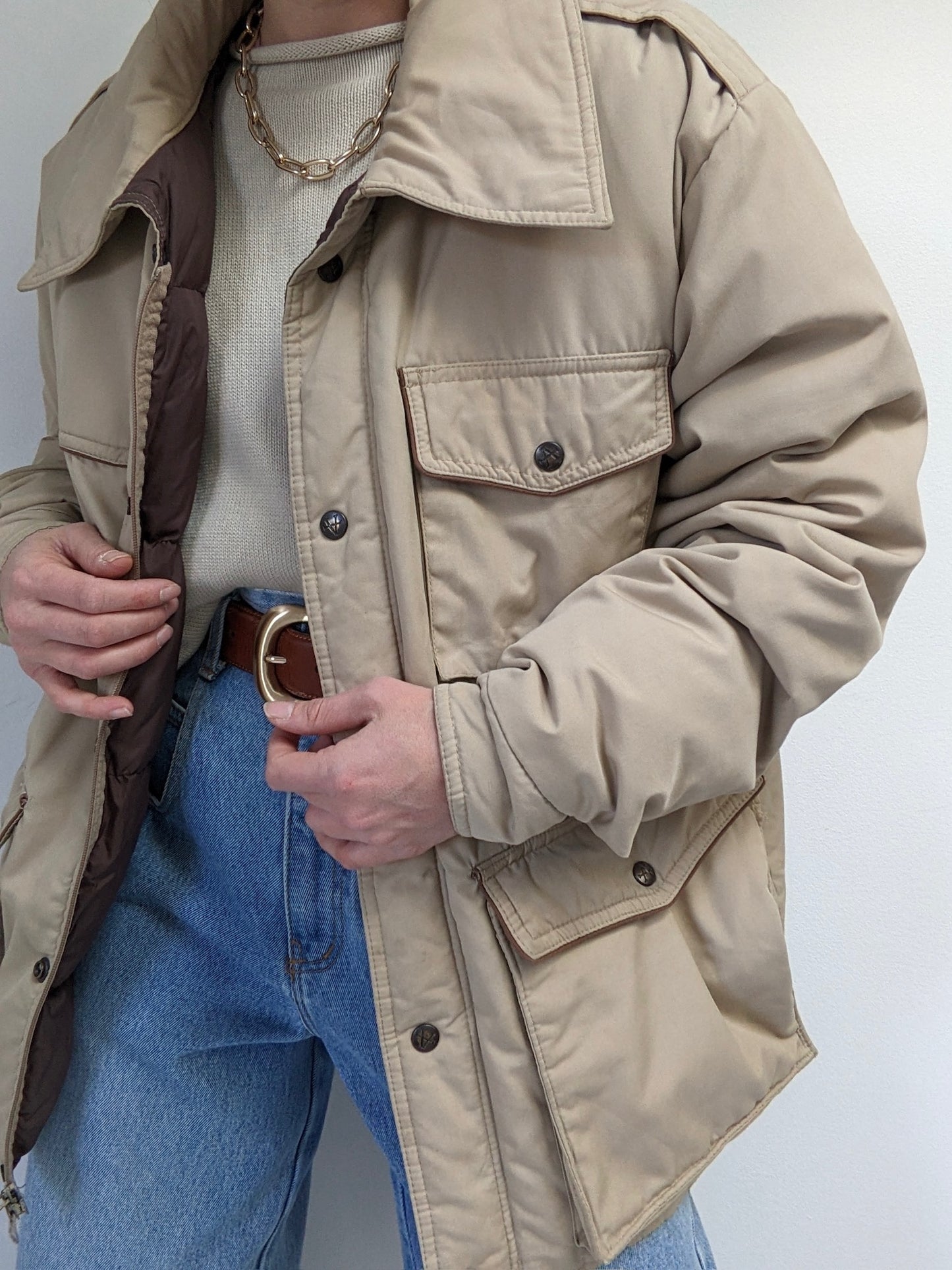 Vintage Latte Down Chore Puffer Coat