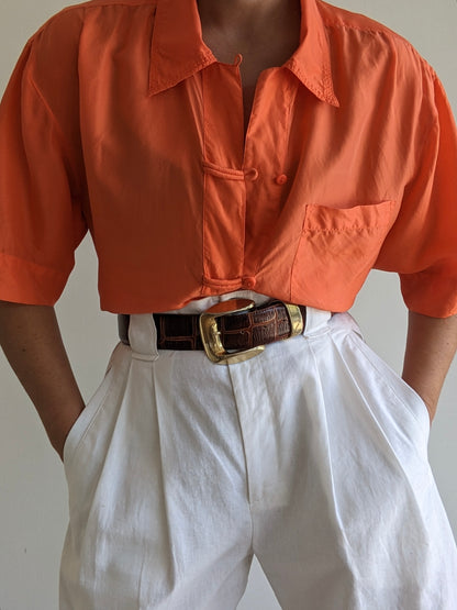 Vintage Bold Citrus Silk Blouse
