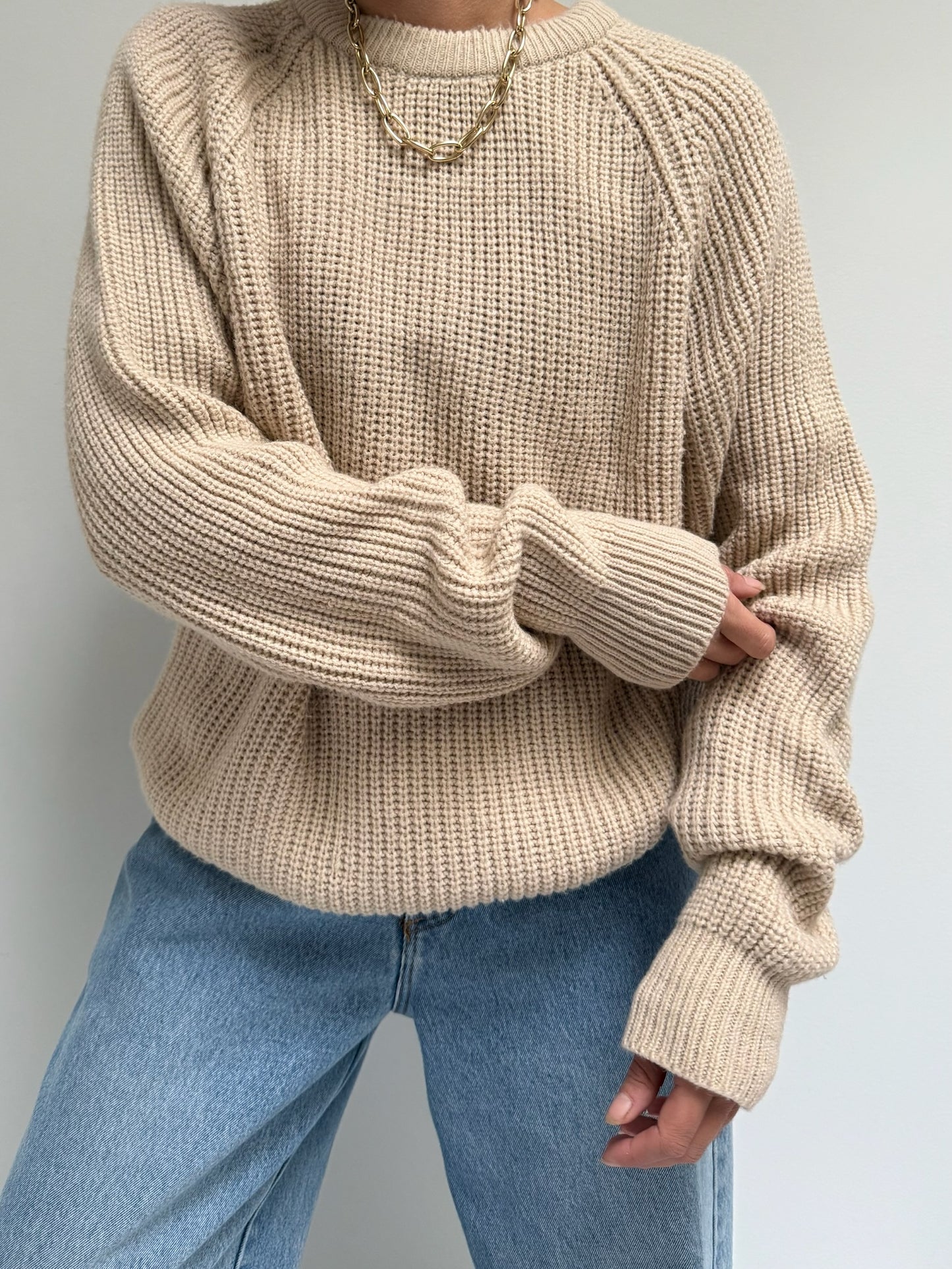 Vintage Latte Raglan Knit Sweater