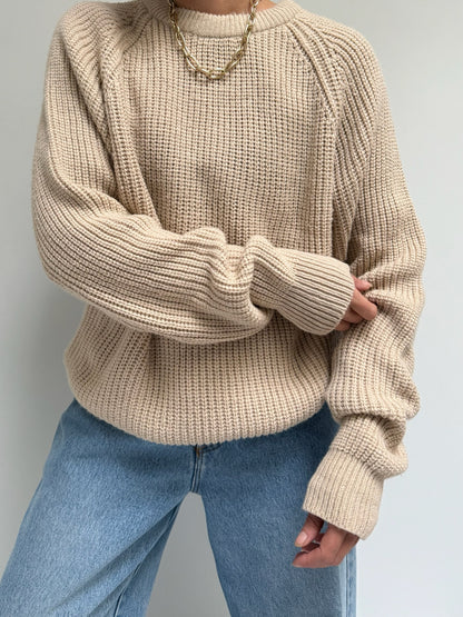 Vintage Latte Raglan Knit Sweater