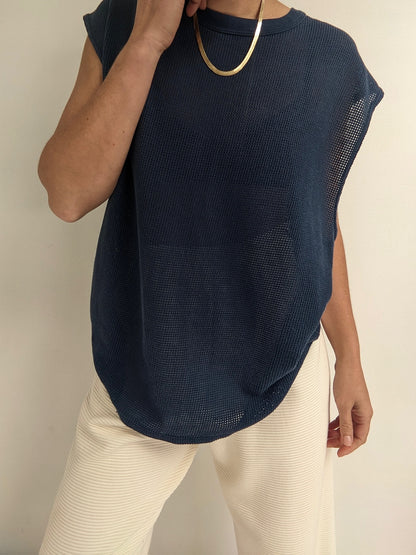 Vintage Navy Netted Tank Top