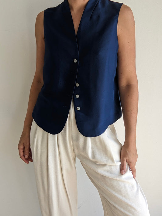 Lovely Vintage Midnight Silk Vest