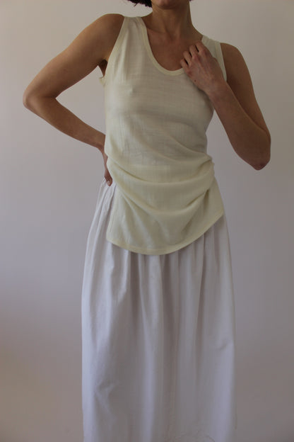 Vintage Cream Thin Wool Knit Tank
