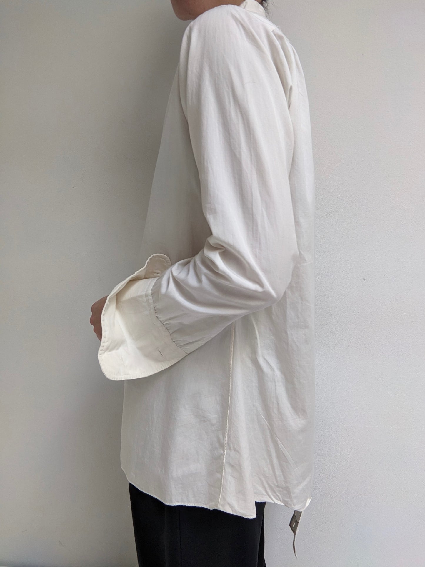 Vintage Eggshell Cotton Collarless Shirt