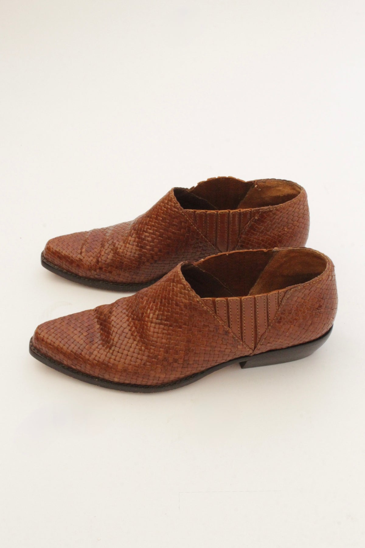 Vintage Woven Leather Western Shoe Boot
