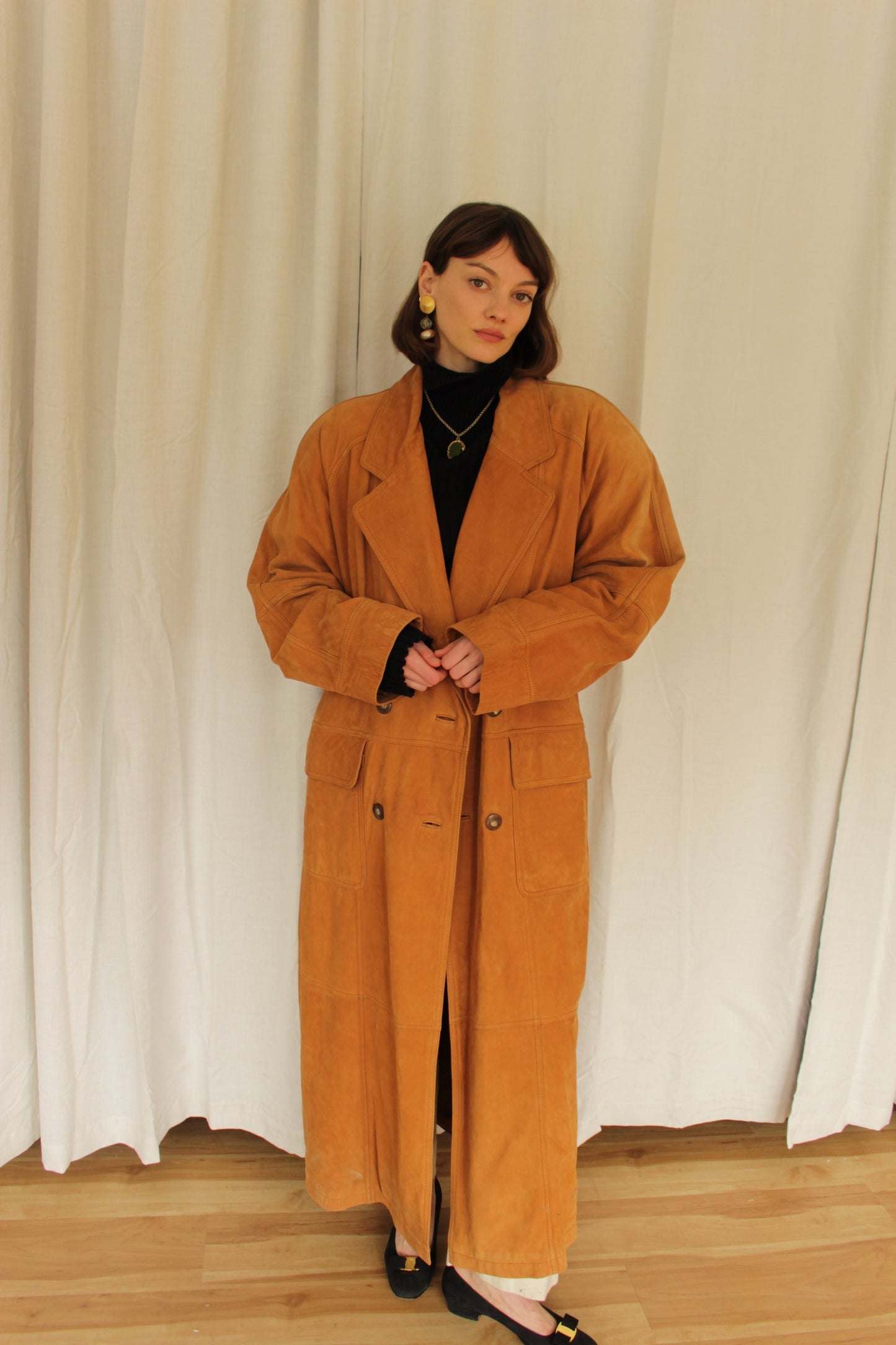 Vintage Clay Sueded Leather Coat