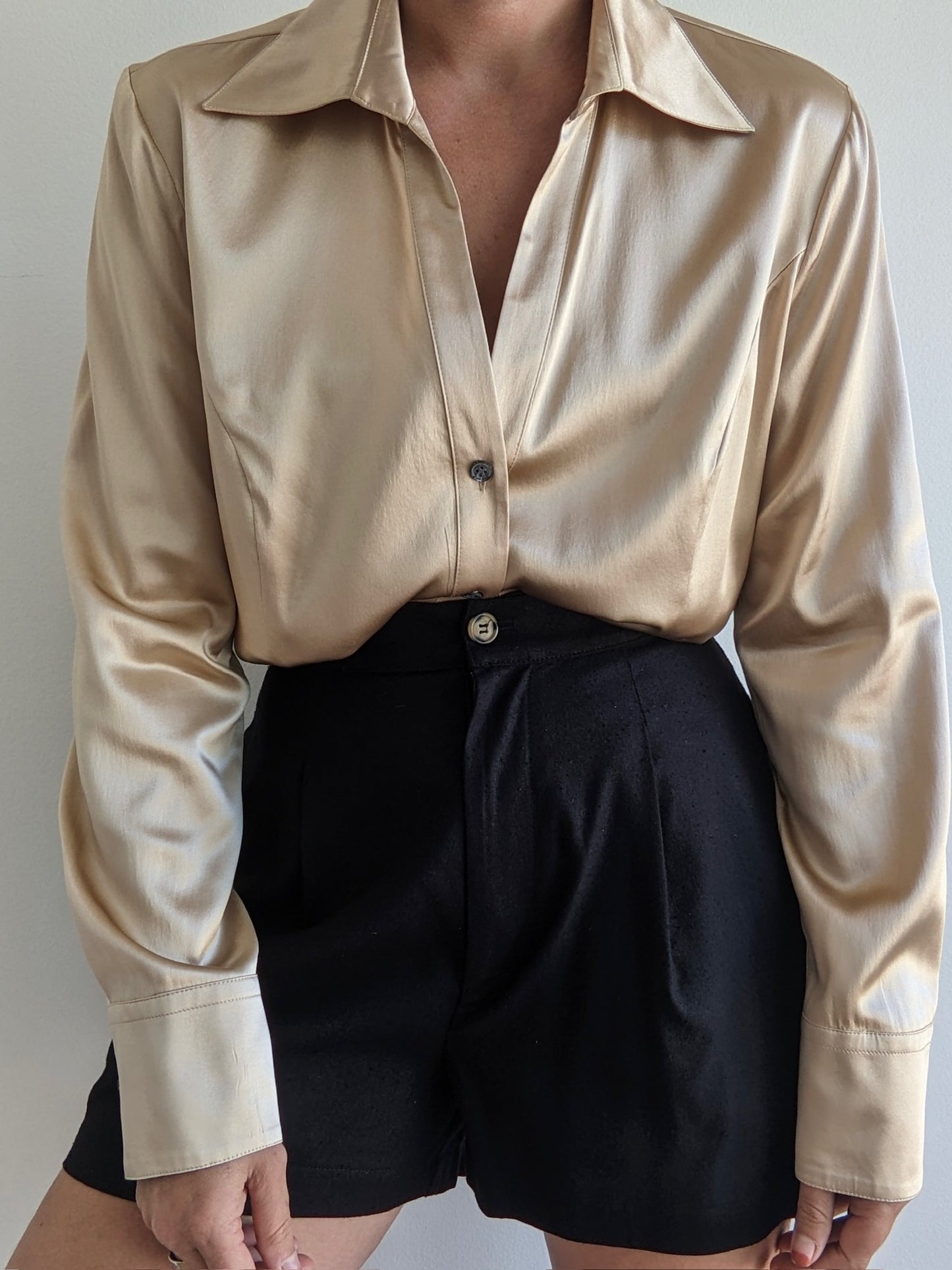 Vintage Champagne Silk Blouse