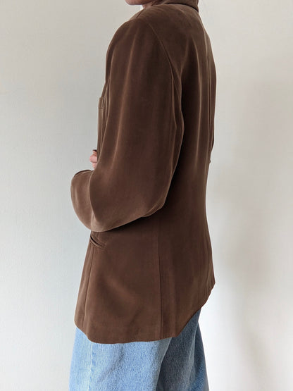 Vintage Cocoa Sueded Silk Blazer